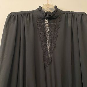 Black Lace Mock Neck Long Sleeve Jumpsuit